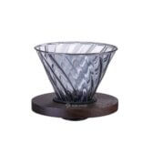 Bộ Bình Phễu Lọc Cà Phê V60 Thủy Tinh Borosilicate Chịu Nhiệt Giá Đỡ Phễu Bằng Gỗ Dung Tích 600ML