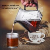 Bộ Bình Phễu Lọc Cà Phê V60 Thủy Tinh Borosilicate Chịu Nhiệt Giá Đỡ Phễu Bằng Gỗ Dung Tích 600ML