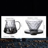 Bộ Bình Phễu Lọc Cà Phê V60 Thủy Tinh Borosilicate Chịu Nhiệt Giá Đỡ Phễu Bằng Gỗ Dung Tích 600ML