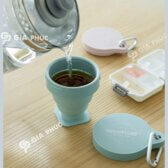 Cốc gấp gọn Silicon, chất liệu silicone thực phẩm, chịu nhiệt độ 200 độ C