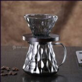 Bộ Bình Phễu Lọc Cà Phê V60 Thủy Tinh Borosilicate Chịu Nhiệt Giá Đỡ Phễu Bằng Gỗ Dung Tích 600ML