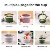 Cốc gấp gọn Silicon, chất liệu silicone thực phẩm, chịu nhiệt độ 200 độ C