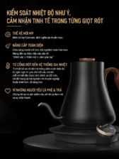 Ấm điện cổ ngỗng, dung tích 900Ml, LCD hiển thị, chức năng điều chỉnh nhiệt độ 38-100 độ -hold nhiệt – thời gian- độ F/C
