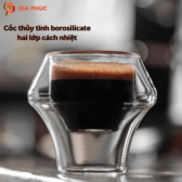 Cốc 60ml 2 Lớp Thủy Tinh Borosilicat Cao Cấp,Cách nhiệt,Chịu nhiệt