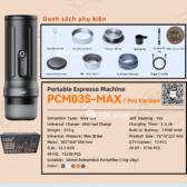 Máy Pha cà phê Espresso Cera+ PCM03S-Max chỉnh qua app điện thoai | Cera+ | Rổ lọc 58mm | 20bar | Pin 13500mAh