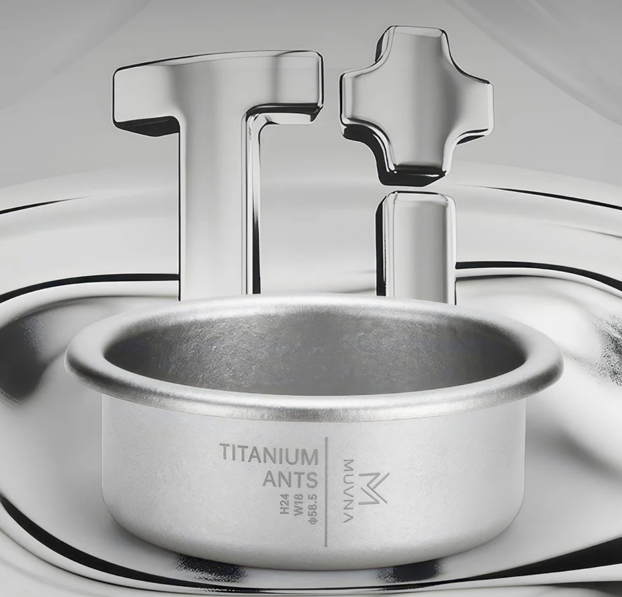 93 GIỎ LỌC TITANIUM 58.5MM MUVNA | Titanium thực phẩm nguyên khối >99,9% |1.487 lỗ lọc siêu nhỏ | FB2753