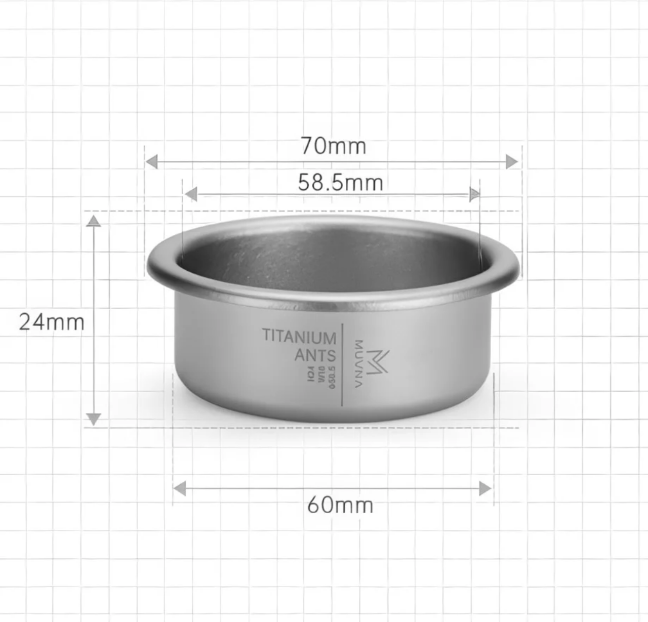 97 GIỎ LỌC TITANIUM 58.5MM MUVNA | Titanium thực phẩm nguyên khối >99,9% |1.487 lỗ lọc siêu nhỏ | FB2753